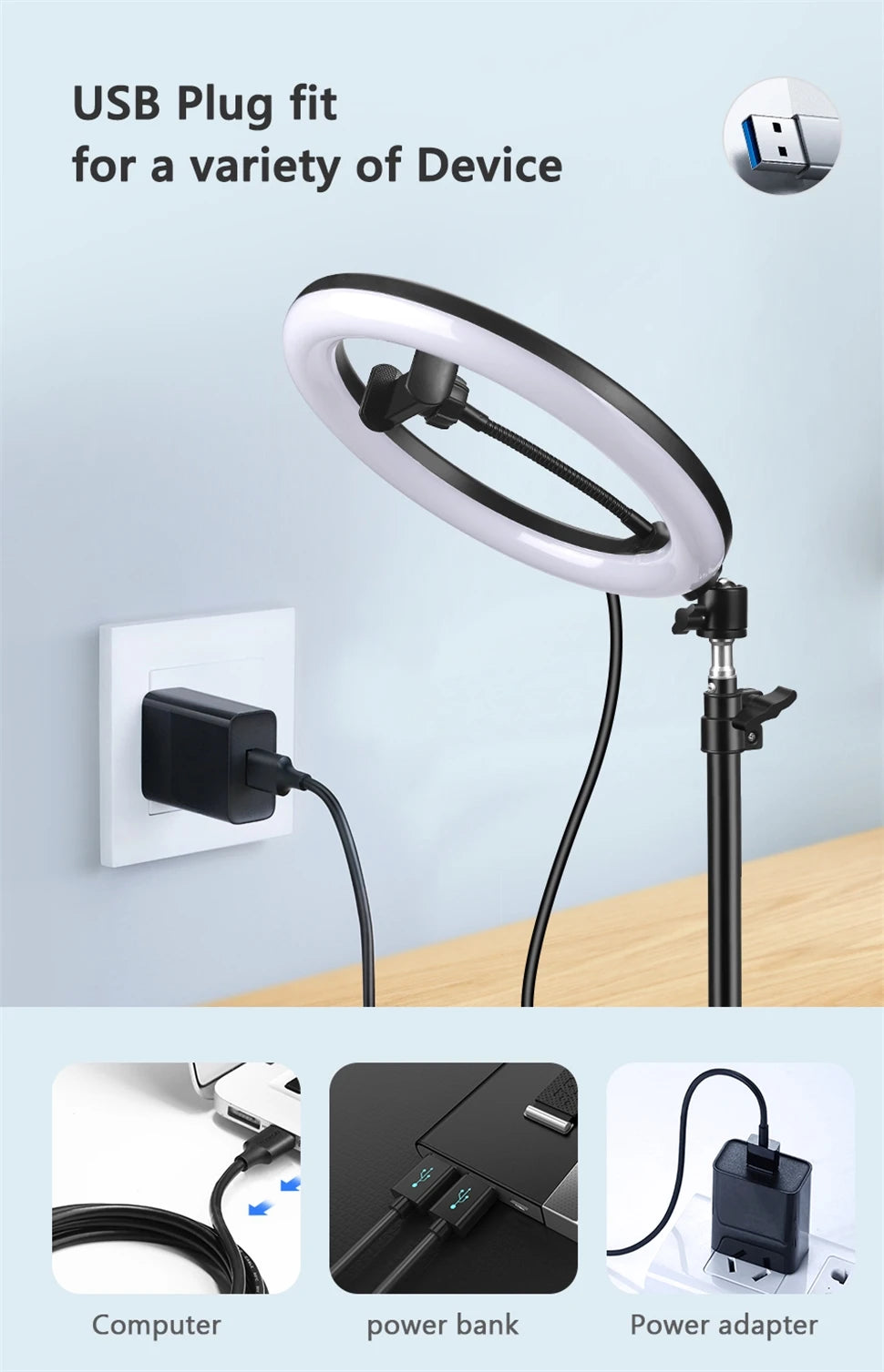 Selfie Circular Photo Ring Light LED Camera phone holder