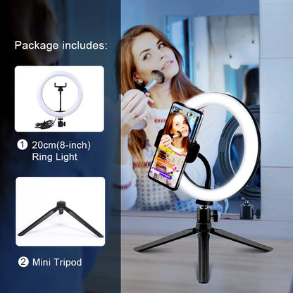 Selfie Circular Photo Ring Light LED Camera phone holder